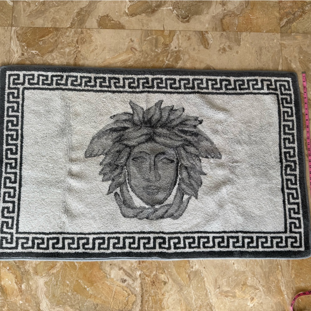 Versace Black and Gray Medusa Rug